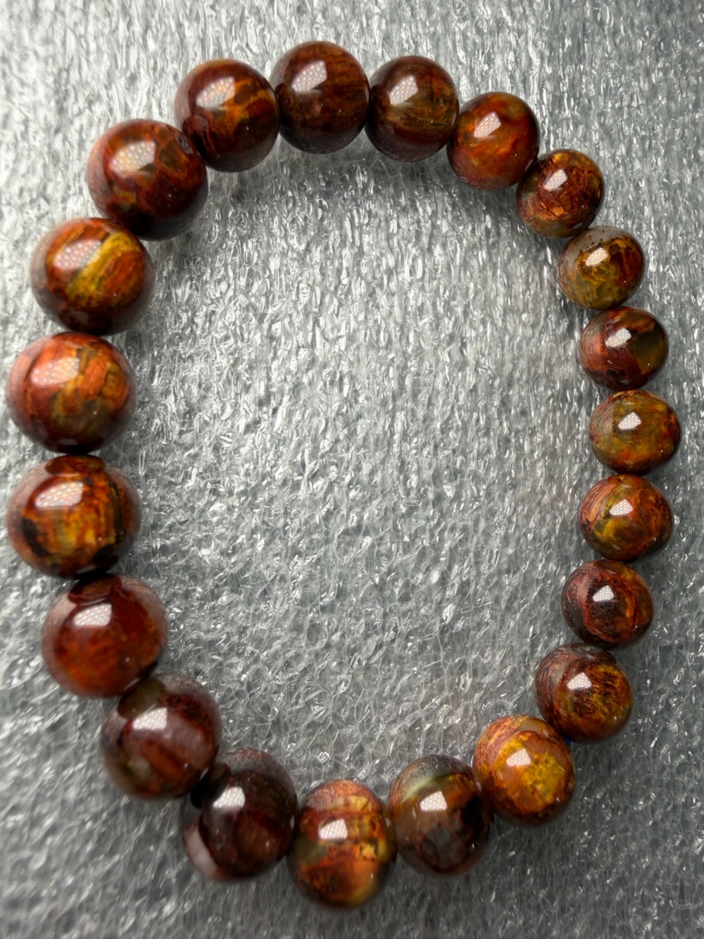 Flashy 9MM Golden Red Pietersite Natural Crystal Bracelet